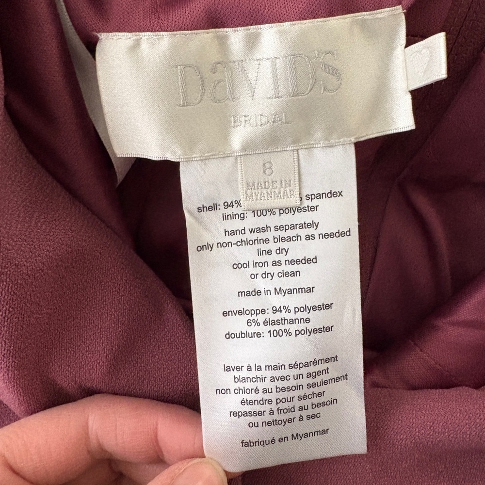 David’s Bridal Long Pleated Tank Bridesmaid Dress in Chianti Mauve Women’s 8 - Picture 7 of 8